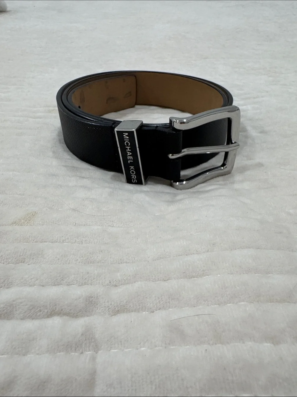 Michael Kors Women’s Leather Belt with Silver Buckle